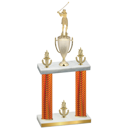 Double Orange Carbon Fiber Victory Golf Trophy