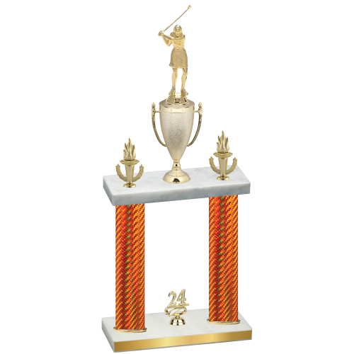 Double Orange Carbon Fiber Year Golf Trophy