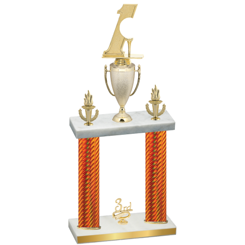 Double Orange Carbon Fiber Third Place Golf Trophy
