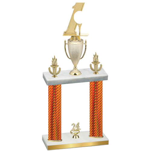 Double Orange Carbon Fiber Year Golf Trophy