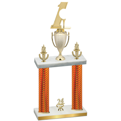 Double Orange Carbon Fiber Year Golf Trophy