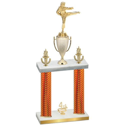 Double Orange Carbon Fiber Fourth Place Karate Trophy