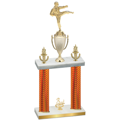 Double Orange Carbon Fiber Third Place Karate Trophy