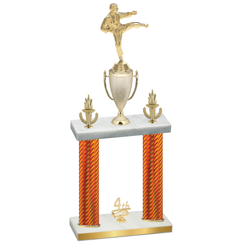 Double Orange Carbon Fiber Fourth Place Karate Trophy