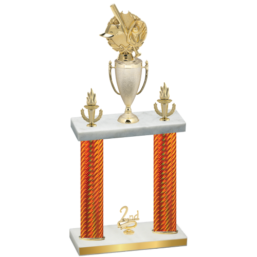 Double Orange Carbon Fiber Second Place Baseball Trophy