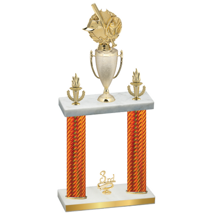 Double Orange Carbon Fiber Third Place Baseball Trophy