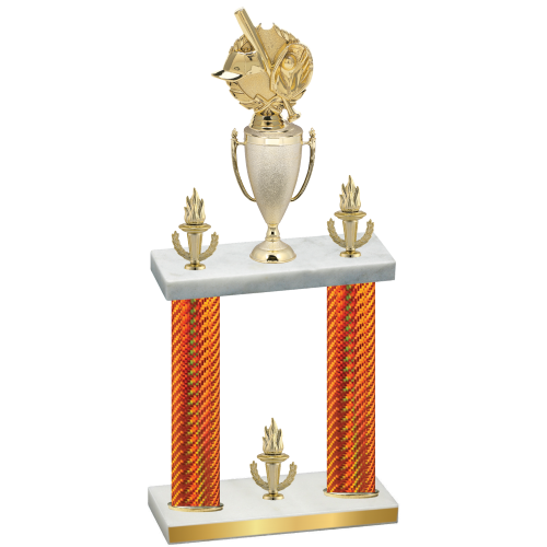Double Orange Carbon Fiber Victory Baseball Trophy