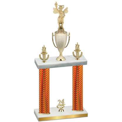 Double Orange Carbon Fiber Year Academics Trophy