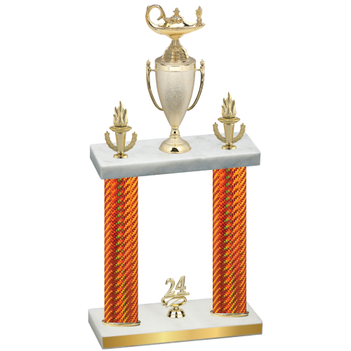 Double Orange Carbon Fiber Year Academics Trophy