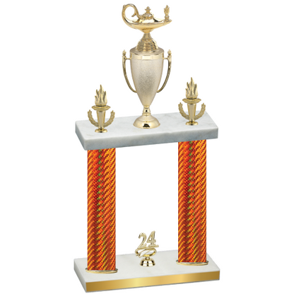 Double Orange Carbon Fiber Year Academics Trophy