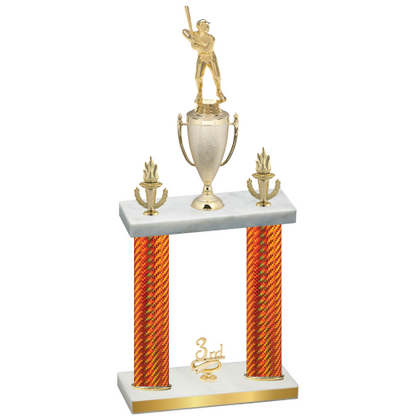 Double Orange Carbon Fiber Third Place Baseball Trophy