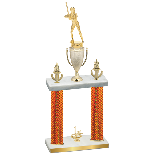 Double Orange Carbon Fiber First Place Softball Trophy