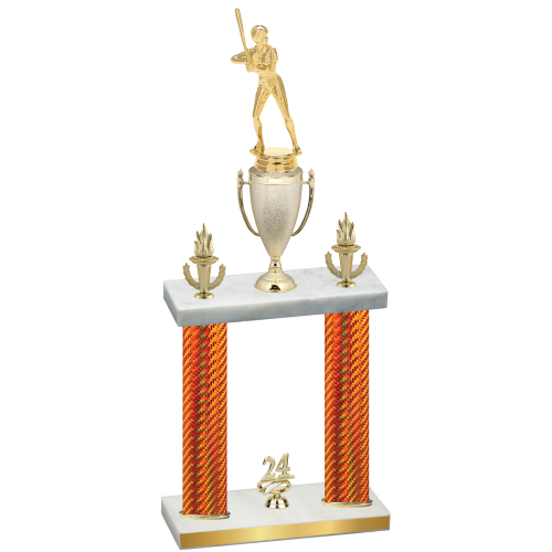 Double Orange Carbon Fiber Year Softball Trophy