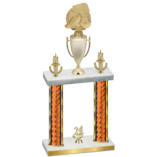Double Orange Glacier Year Soccer Trophy