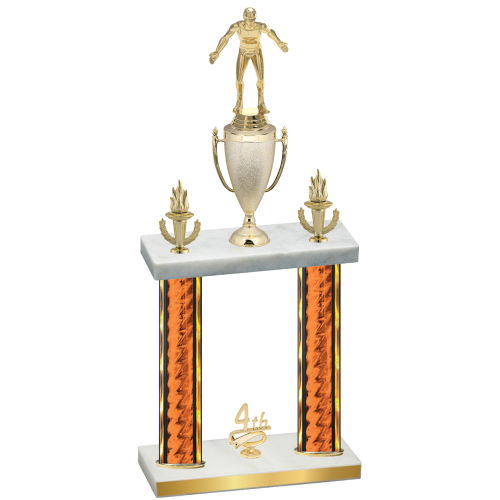 Double Orange Glacier Fourth Place Wrestling Trophy