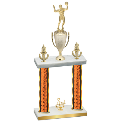 Double Orange Glacier Third Place Volleyball Trophy