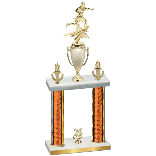 Double Orange Glacier Year Flag Football Trophy