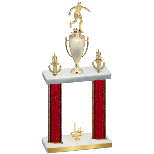 Double Red Glacier First Place Soccer Trophy
