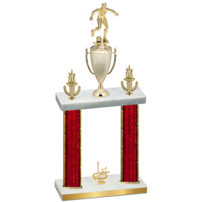 Double Red Glacier First Place Soccer Trophy