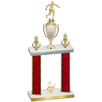 Double Red Glacier Second Place Soccer Trophy
