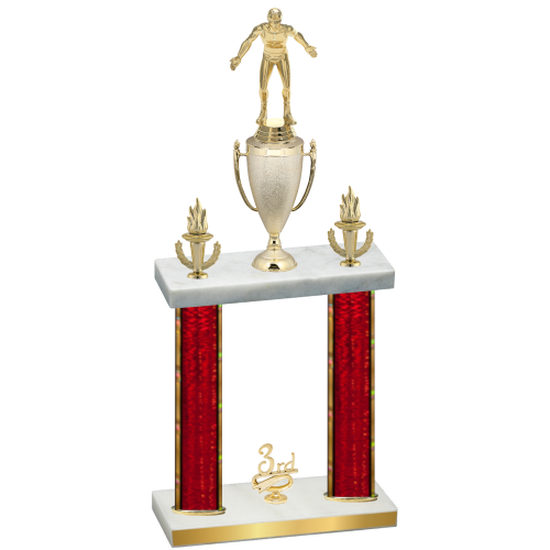 Double Red Glacier Third Place Wrestling Trophy