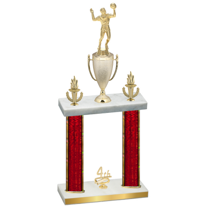 Double Red Glacier Fourth Place Volleyball Trophy