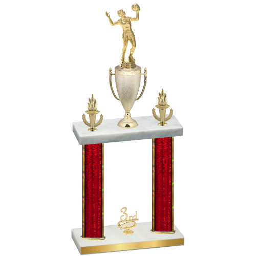 Double Red Glacier Third Place Volleyball Trophy