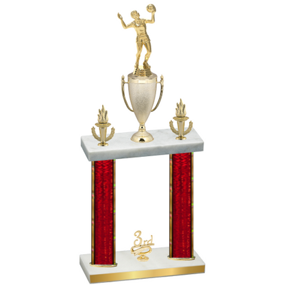 Double Red Glacier Third Place Volleyball Trophy