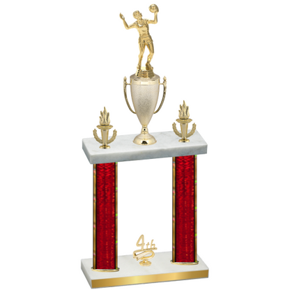 Double Red Glacier Fourth Place Volleyball Trophy