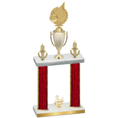 Double Red Glacier Third Place Volleyball Trophy