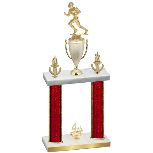 Double Red Glacier Fourth Place Football Trophy