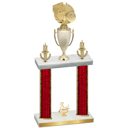 Double Red Glacier Third Place Basketball Trophy