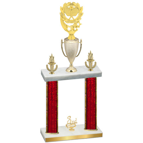 Double Red Glacier Third Place Pickleball Trophy
