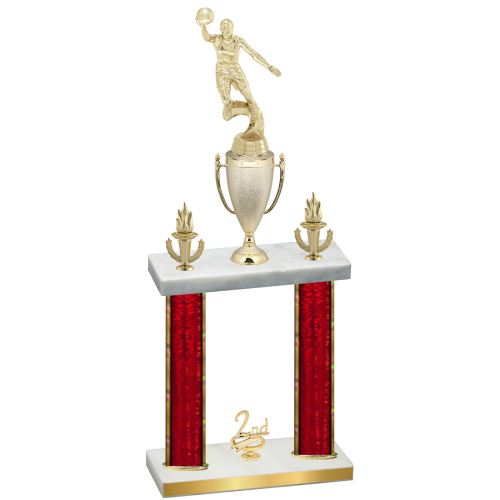 Double Red Glacier Second Place Basketball Trophy