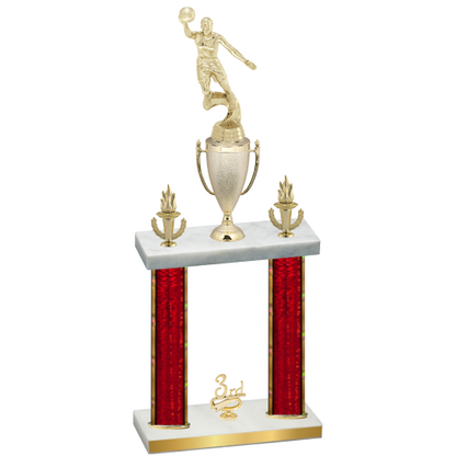 Double Red Glacier Third Place Basketball Trophy