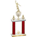 Double Red Glacier Third Place Basketball Trophy