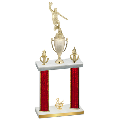 Double Red Glacier Third Place Basketball Trophy