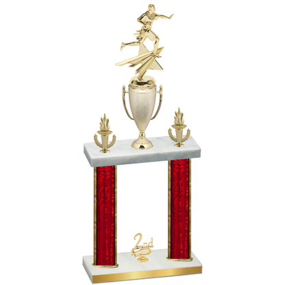 Double Red Glacier Second Place Flag Football Trophy