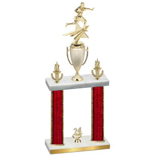 Double Red Glacier Year Flag Football Trophy