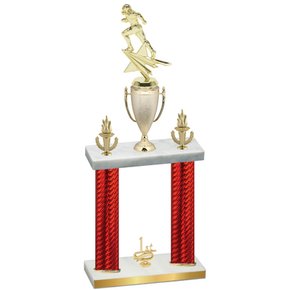 Double Red Carbon Fiber First Place Football Trophy