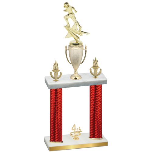 Double Red Carbon Fiber Fourth Place Football Trophy