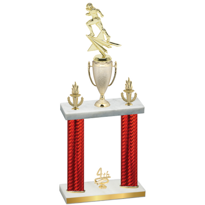 Double Red Carbon Fiber Fourth Place Football Trophy