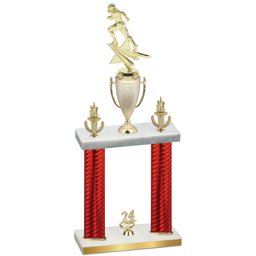 Double Red Carbon Fiber Year Football Trophy