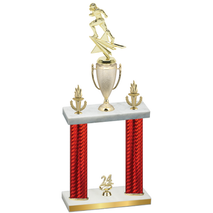 Double Red Carbon Fiber Year Football Trophy