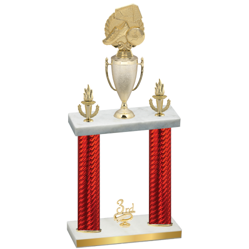 Double Red Carbon Fiber Third Place Soccer Trophy