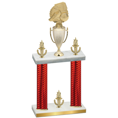 Double Red Carbon Fiber Victory Soccer Trophy