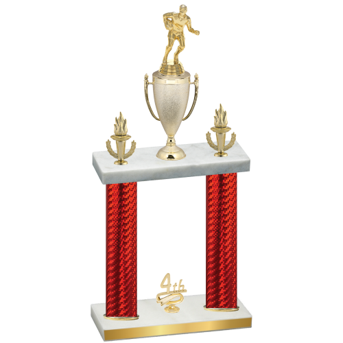 Double Red Carbon Fiber Fourth Place Rugby Trophy