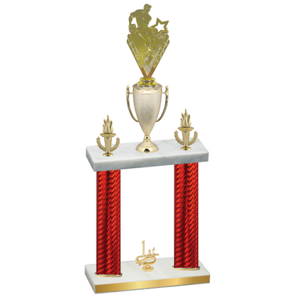 Double Red Carbon Fiber First Place Rugby Trophy