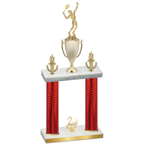 Double Red Carbon Fiber Second Place Tennis Trophy