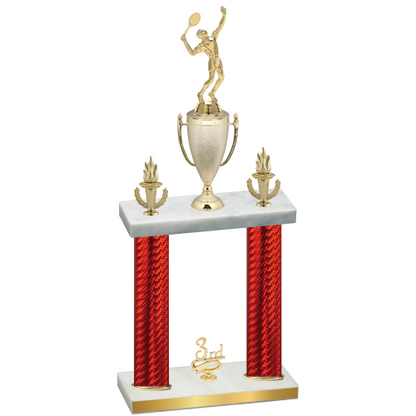 Double Red Carbon Fiber Third Place Tennis Trophy